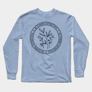 No flowers without rain - Badge style line drawing Long Sleeve T-Shirt